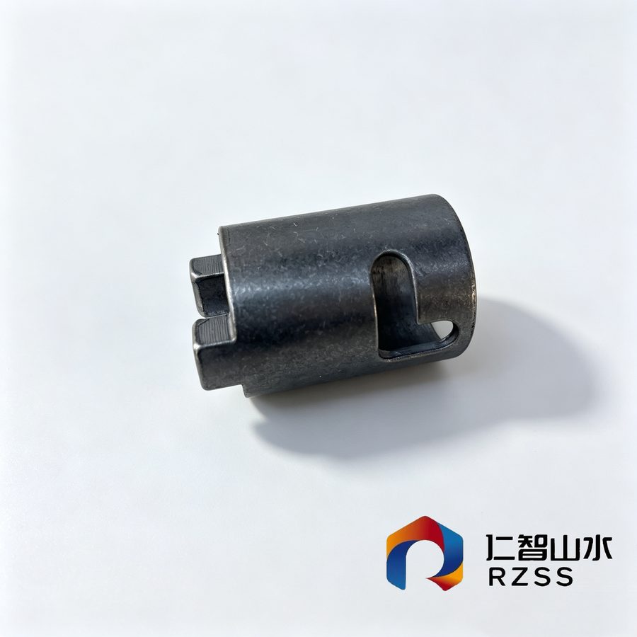 Custom black steel slotted hub, machined from solid bar