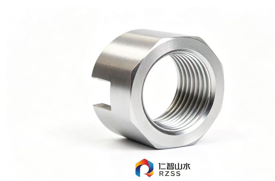 Custom stainless steel slotted round nut with fine machined threads