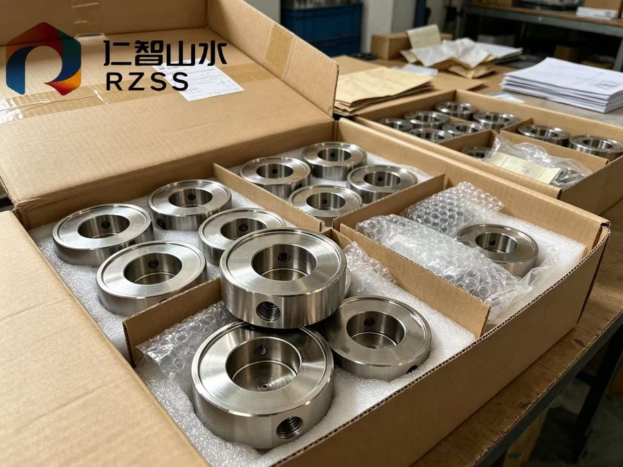 Precision turned parts packed and labelled for shipment