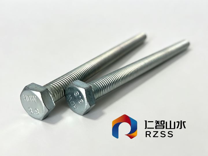 Hex bolts class 8.8 freshly manufactured with head marking, zinc plated